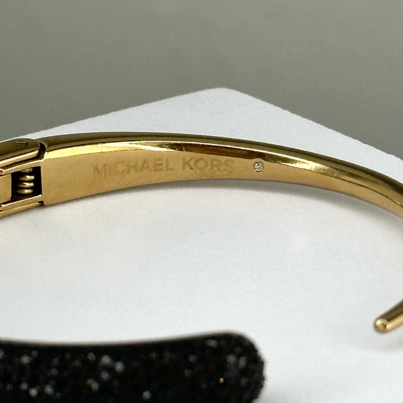 Michael Kors Black Crystal Pavé Hinged Gold Cuff - Picture 2 of 5